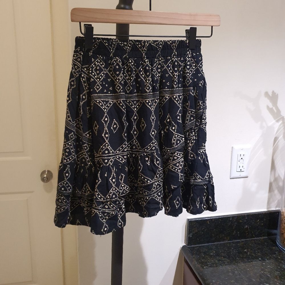 Anthropologie Black and Cream Mini Skirt